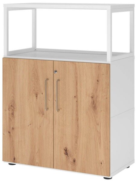 HAMMERBACHER Regalschrank FlexWall, VFW38T2RG/W/R/BS weiß, asteiche 80,0 x 40,0 x 109,8 cm, 1 St.