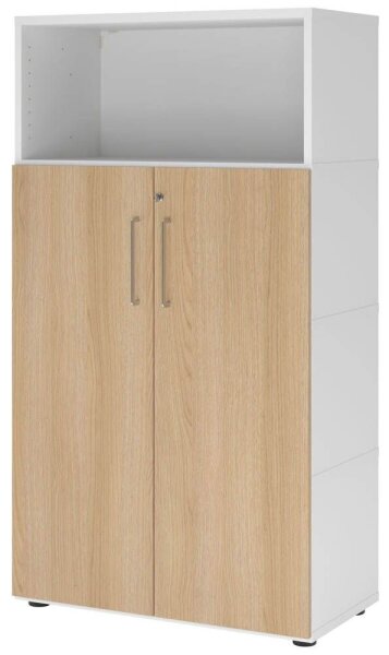 HAMMERBACHER Regalschrank FlexWall, VFW48T3KG/W/E/BS weiß, eiche 80,0 x 40,0 x 145,0 cm, 1 St.