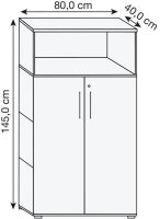 HAMMERBACHER Regalschrank FlexWall, VFW48T3KG/W/E/BS weiß, eiche 80,0 x 40,0 x 145,0 cm, 1 St.