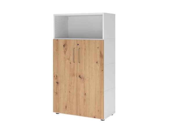 HAMMERBACHER Regalschrank FlexWall, VFW48T3KG/W/R/BS weiß, asteiche 80,0 x 40,0 x 145,0 cm, 1 St.
