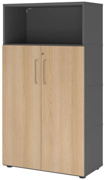 HAMMERBACHER Regalschrank FlexWall, VFW48T3KG/G/E/BS grafit, eiche 80,0 x 40,0 x 145,0 cm, 1 St.