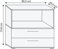 HAMMERBACHER Regalschrank FlexWall, VFW28S2KG/G/E/BS grafit, eiche 80,0 x 40,0 x 74,6 cm, 1 St.