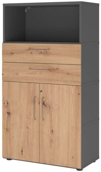 HAMMERBACHER Regalschrank FlexWall, VFW48K2KG/G/R/BS grafit, asteiche 80,0 x 40,0 x 145,0 cm, 1 St.