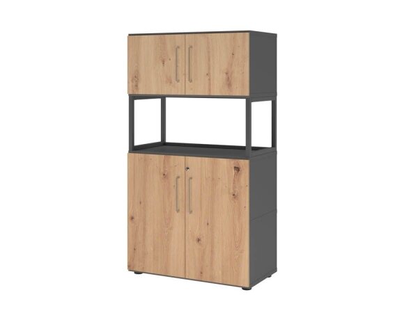 HAMMERBACHER Regalschrank FlexWall, VFW48K5RG/G/R/BS grafit, asteiche 80,0 x 40,0 x 145,0 cm, 1 St.