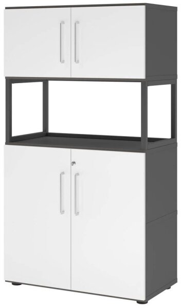 HAMMERBACHER Regalschrank FlexWall, VFW48K5RG/G/W/BS grafit, weiß 80,0 x 40,0 x 145,0 cm, 1 St.