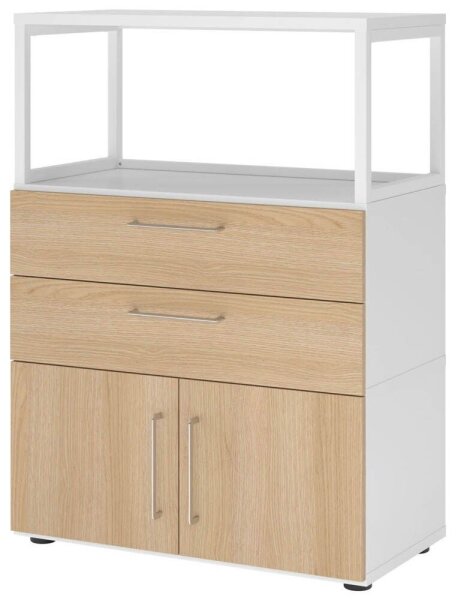 HAMMERBACHER Regalschrank FlexWall, VFW38K1RG/W/E/BS weiß, eiche 80,0 x 40,0 x 109,8 cm, 1 St.