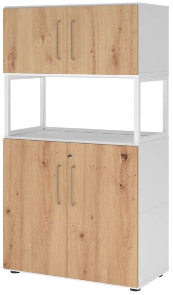 HAMMERBACHER Regalschrank FlexWall, VFW48K5RG/W/R/BS weiß, asteiche 80,0 x 40,0 x 145,0 cm, 1 St.