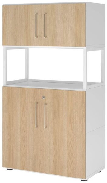 HAMMERBACHER Regalschrank FlexWall, VFW48K5RG/W/E/BS weiß, eiche 80,0 x 40,0 x 145,0 cm, 1 St.