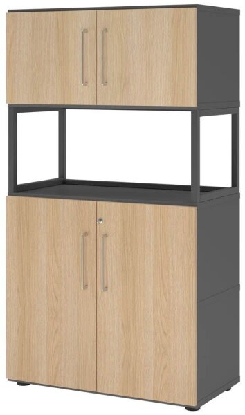 HAMMERBACHER Regalschrank FlexWall, VFW48K5RG/G/E/BS grafit, eiche 80,0 x 40,0 x 145,0 cm, 1 St.