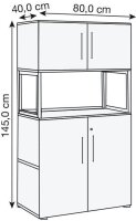 HAMMERBACHER Regalschrank FlexWall, VFW48K5RG/G/E/BS grafit, eiche 80,0 x 40,0 x 145,0 cm, 1 St.