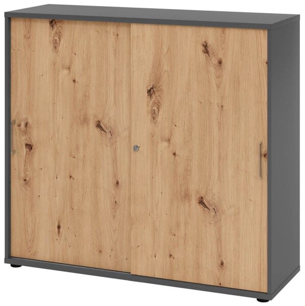 HAMMERBACHER Schiebetürenschrank 1753S, V1753S/G/R/BS grafit, asteiche 2 Fachböden 120,0 x 40,0 x 110,0 cm