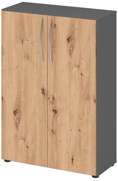 HAMMERBACHER Aktenschrank 4550, V4550/G/R/BM grafit, asteiche 2 Fachböden 80,0 x 34,6 x 114,4 cm