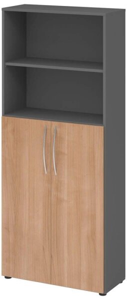 HAMMERBACHER Regalschrank 4770, V4770/G/N/BM grafit, nussbaum 80,0 x 34,6 x 188,0 cm, 1 St.