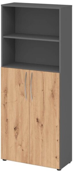 HAMMERBACHER Regalschrank 4770, V4770/G/R/BM grafit, asteiche 80,0 x 34,6 x 188,0 cm, 1 St.