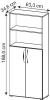 HAMMERBACHER Regalschrank 4770, V4770/G/R/BM grafit, asteiche 80,0 x 34,6 x 188,0 cm, 1 St.