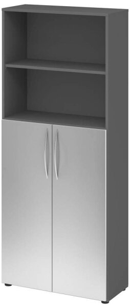 HAMMERBACHER Regalschrank 4770, V4770/G/S/BM grafit, silber 80,0 x 34,6 x 188,0 cm, 1 St.