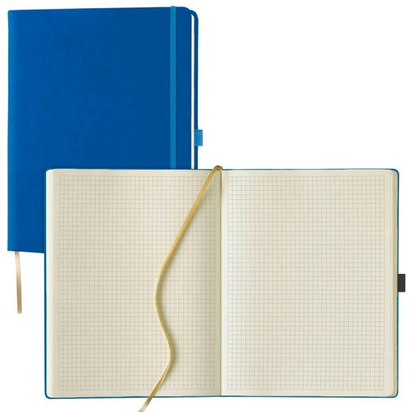 Lediberg Notizbuch Tucson ca. DIN A4 kariert, blau Hardcover 240 Seiten, 1 St.