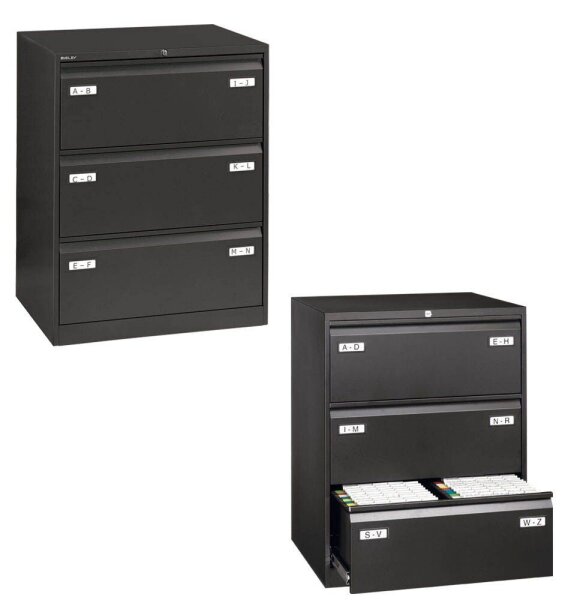 BISLEY LIGHT Hängeregistraturschrank schwarz 3 Schubladen 80,0 x 62,2 x 101,6 cm, 1 St.