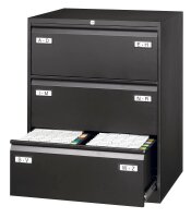 BISLEY LIGHT Hängeregistraturschrank schwarz 3 Schubladen 80,0 x 62,2 x 101,6 cm, 1 St.