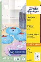 AVERY Zweckform CD-Etiketten L7676-25 weiß, 50 Etiketten