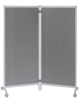PAPERFLOW Trennwand, silber 76,0 x 160,0 cm mit Rollen, 2...