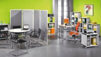 PAPERFLOW Trennwand, silber 76,0 x 160,0 cm mit Rollen, 2 St.