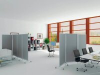 PAPERFLOW Trennwand, silber 76,0 x 160,0 cm mit Rollen, 2 St.
