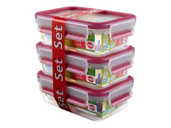 emsa Frischhaltedosen CLIP & CLOSE 5,8 cm hoch transparent 3x 0,55 l, 3 St.