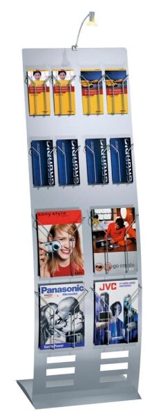 Kerkmann Prospektständer tec-art breit silber DIN A4, 1/3 DIN A4 ohne Fächer Fächer 52,0 x 46,0 x 165,0 cm, 1 St.