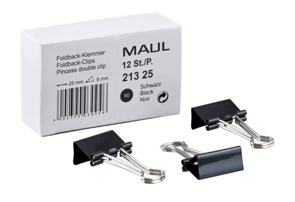 MAUL Foldbackklammern schwarz 2,5 cm, 12 St.