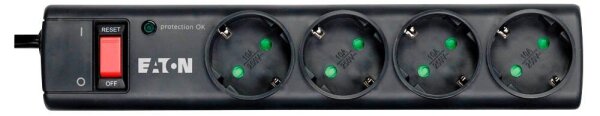EATON Protection Strip 4 DIN 4-fach Steckdosenleiste mit Überspannungsschutz schwarz
