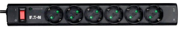 EATON Protection Strip 6 Tel DIN 6-fach Steckdosenleiste mit Überspannungsschutz schwarz