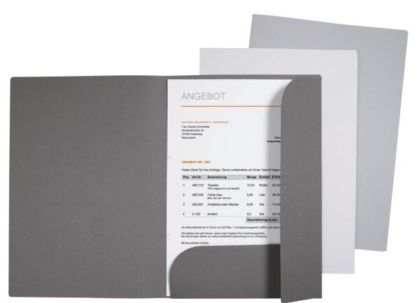 VELOFLEX Angebotsmappe Grey Elegance DIN A4 farbsortiert, 3 St.