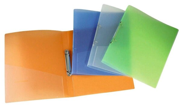 DONAU Ringbücher 2-Ringe weiß, blau, grün, orange 3,4 cm DIN A4, 12 St.