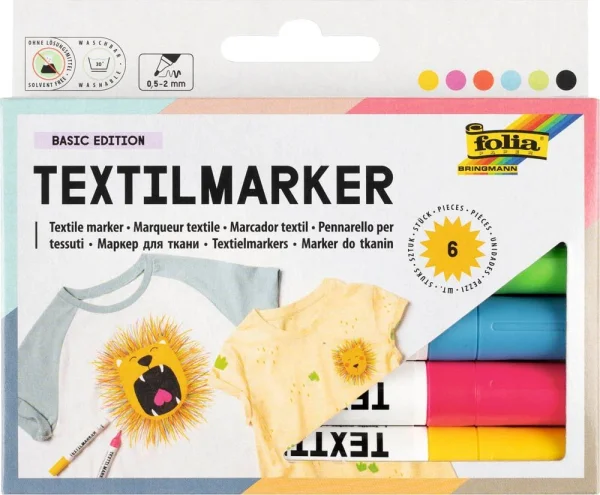 folia Basic Edition Textilmarker farbsortiert, 6 St.