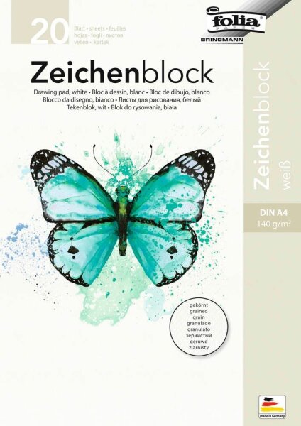 folia Zeichenblock gekörnt DIN A4 140 g/qm, 20 Blatt, 20 St.