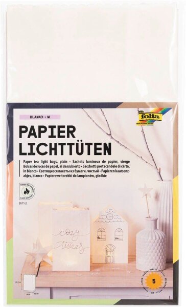 folia Papiertüten für Tischlichter ohne Motiv weiß 5 St.