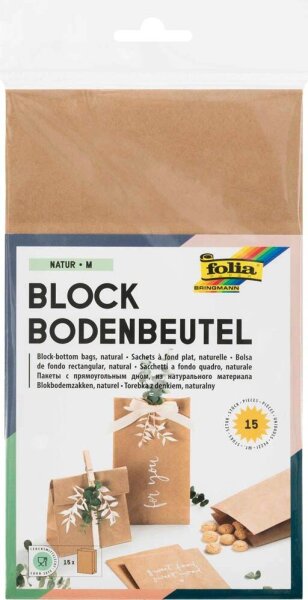 folia Faltenbeutel M natur braun 12,0 x 21,0 cm, 15 St.