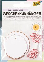 folia Geschenkanhänger weiß, natur Set Rund,...