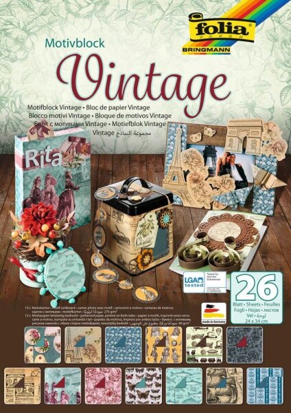 folia Motivblock Vintage farbsortiert 80/270 g/qm 26 St.
