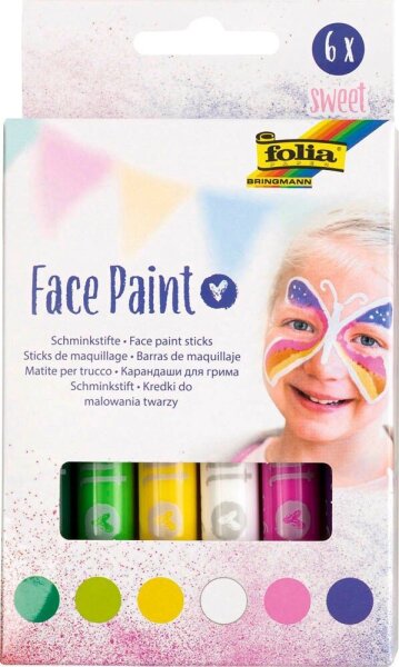 folia Sweet Kinderschmink-Set farbsortiert, 6 St.