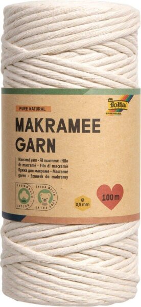 folia Makramee Garn natur Pure natural Ø 3,5 mm, 1 St.