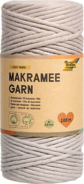 folia Makramee Garn taupe Cozy taupe Ø 3,5 mm, 1 St.