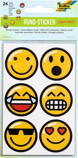 folia Aufkleber Emojis verschiedene Motive, 24 St.