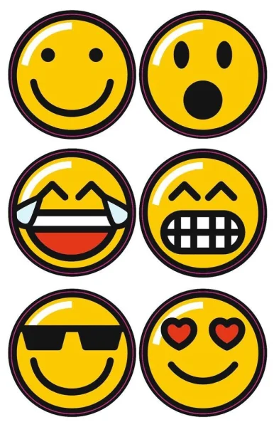 folia Aufkleber Emojis verschiedene Motive, 24 St.