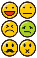 folia Aufkleber Emojis verschiedene Motive, 24 St.