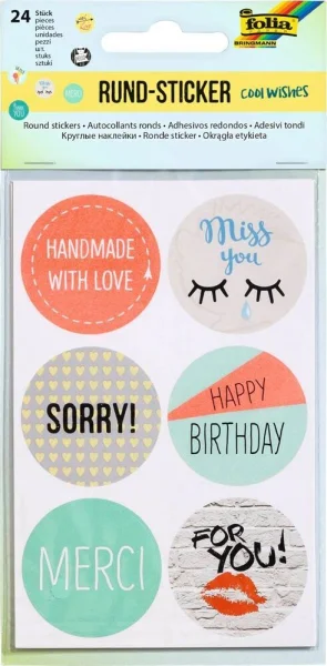 folia Aufkleber Cool wishes verschiedene Motive, 24 St.