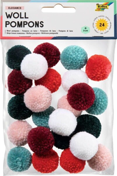 folia Pompons farbsortiert Elegance Ø 3,0 cm, 24 St.