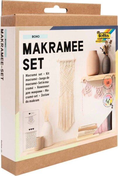 folia Makramee-Set Boho natur, rosé