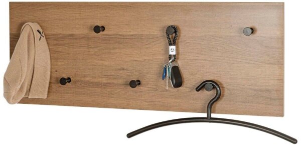 HAKU Möbel Wandgarderobe 37142 eiche Holz 7 Haken 80,0 x 30,0 cm, 1 St.